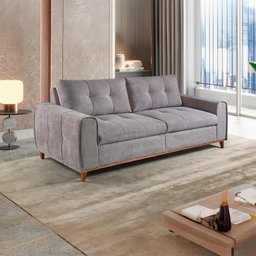 Sofá 3 Lugares Bipartido Leblon Bipartido Cinza 220cm - 2