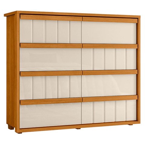 Cômoda 8 Gavetas Corrediças Metálicas Tarsila 136cm MDF Cinamomo/Off White Quarto