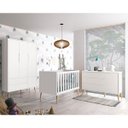 Ver imagem 3 de Guarda-roupa Retro Theo 3 Portas com Pé em Madeira Natural - Branco Fosco