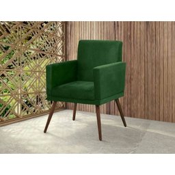 Poltrona Lina Com Base Escitório Sala Recepção Suede Verde - 1