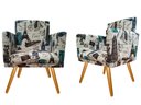 Ver imagem 1 de Kit 2 Poltronas Decorativa Bia Suede Paris Azul Pés Madeira Ms Decor