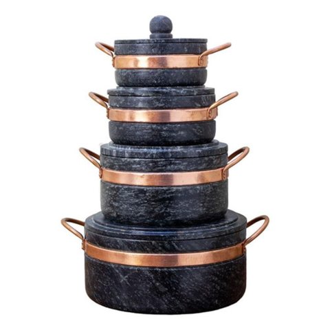 Jogo de Panelas de Pedra Sabão 1, 2, 3 e 4 Litros Melhor Acabamento