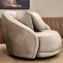 Ver imagem 7 de Poltrona Ayla Giratória Redonda Veludo Bege com 3 Almofadas Larbelle