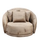 Ver imagem 3 de Poltrona Ayla Giratória Redonda Veludo Bege com 3 Almofadas Larbelle