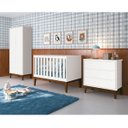 Ver imagem 3 de Guarda-roupa Retro Square 2 Portas com Pés em Madeira - Branco