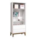 Ver imagem 2 de Guarda-roupa Retro Square 2 Portas com Pés em Madeira - Branco