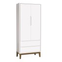 Ver imagem 1 de Guarda-roupa Retro Square 2 Portas com Pés em Madeira - Branco