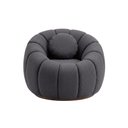 Ver imagem 4 de Poltrona Decorativa Sala Estar Quarto Concha c/Puff Orgânica Boucle Cinza Escuro - Vimont Moveis