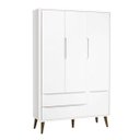 Ver imagem 1 de Guarda-roupa Retro Theo 3 Portas com Pé em Madeira - Branco Fosco