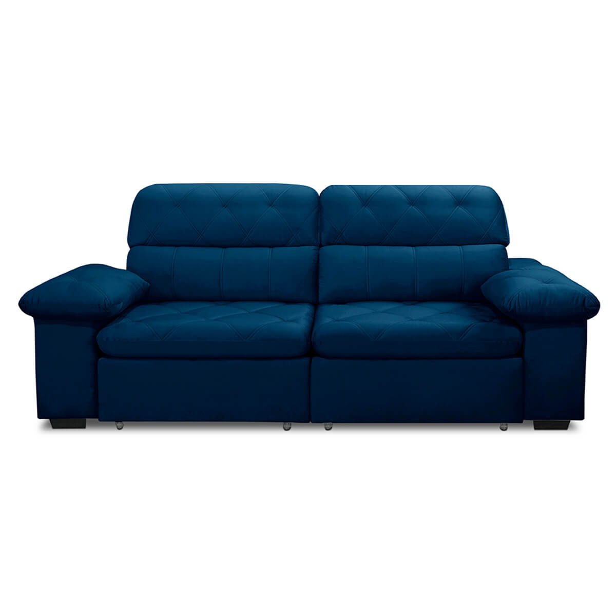 Sofa Retratil Reclinavel 2 Lugares 1,90m Crystal Veludo Azul Marinho Lansofbr Lansof Brasil - 3