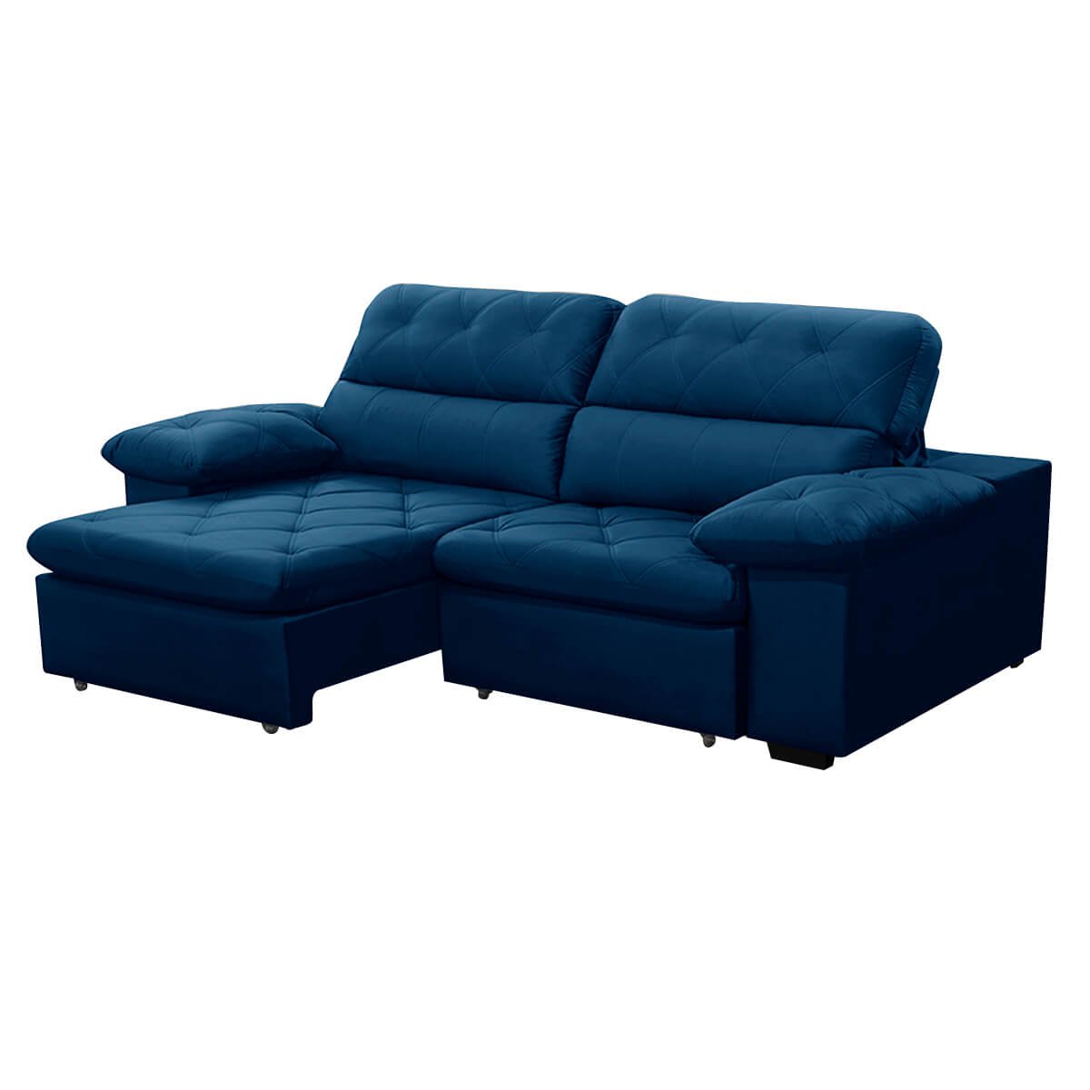 Sofa Retratil Reclinavel 2 Lugares 1,90m Crystal Veludo Azul Marinho Lansofbr Lansof Brasil - 2