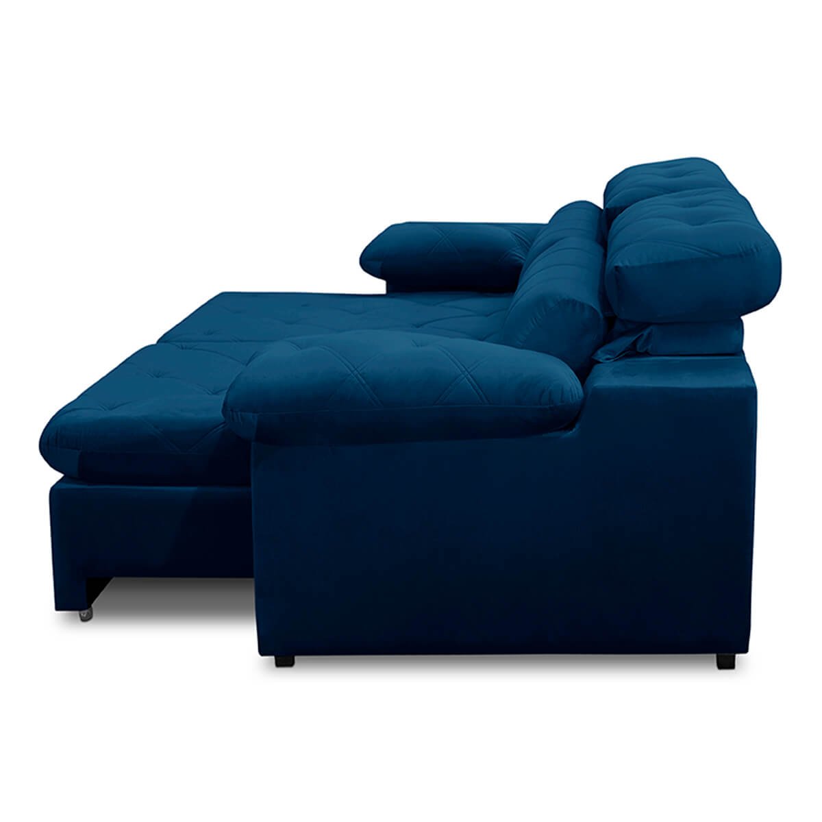 Sofa Retratil Reclinavel 2 Lugares 1,90m Crystal Veludo Azul Marinho Lansofbr Lansof Brasil - 4