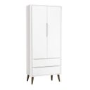 Ver imagem 1 de Guarda-roupa Retrô Theo 2 Portas com Pés em Madeira - Branco Fosco