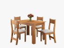 Ver imagem 1 de Conjunto de Mesa Pallace com 4 Cadeiras Brisa Mel/linho Off White
