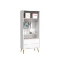 Ver imagem 2 de Guarda-roupa Retrô Theo 2 Portas com Pés em Madeira Natural - Branco Fosco