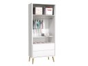 Ver imagem 2 de Guarda-roupa Retrô Theo 2 Portas com Pés em Madeira Natural - Branco Fosco