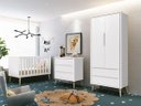 Ver imagem 3 de Guarda-roupa Retrô Theo 2 Portas com Pés em Madeira Natural - Branco Fosco