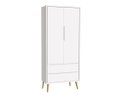 Ver imagem 1 de Guarda-roupa Retrô Theo 2 Portas com Pés em Madeira Natural - Branco Fosco