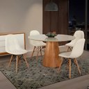 Ver imagem 7 de Mesa de Jantar Araçá Tampo em MDF com Vidro e Base em Madeira Branco/Off-White