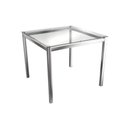 Ver imagem 1 de Mesa de Sala Jantar Reno M002 Aço C/tampo Vidro 90x90cm Cromada - Kappesberg
