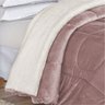 Edredom Esquimó Queen Dupla Face Sherpa Toque Lã Carneiro - Rosê - 2
