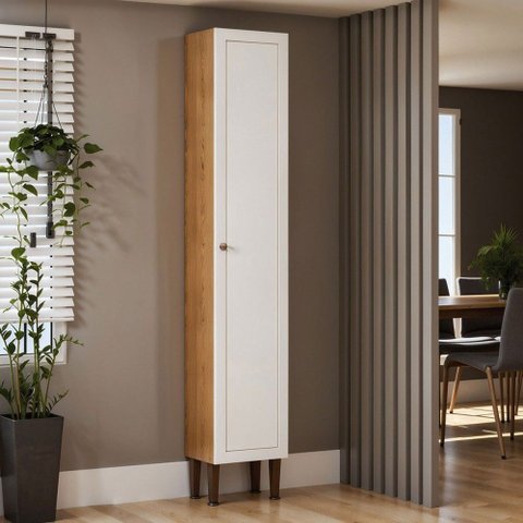 Paneleiro Essência Frizz 1 Porta 100% Mdf Cinamomo/branco - Geniaflex