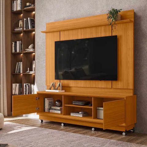 Rack com Painel Siena para Tv de até 75 Polegadas (com Rodízio) - Cinamomo - Madetec