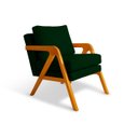 Ver imagem 2 de Poltrona Sala Decorativa Mona Estofada Veludo Verde Base Madeira Castanho - Arkell