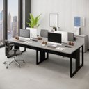 Ver imagem 1 de Mesa de Escritório Plataforma 4 Pessoas 2,70m Csp Pés Metal Cor:cinza Sagrado com Preto