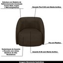 Ver imagem 5 de Conjunto Decorativo Sofá 240cm e Poltrona Clarke com Puff Round Veludo Marrom - Gran Belo