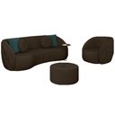 Ver imagem 1 de Conjunto Decorativo Sofá 240cm e Poltrona Clarke com Puff Round Veludo Marrom - Gran Belo