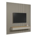 Ver imagem 2 de Painel Ripado Modular 297cm Ozero Mdp/mdf Nicho Arredondado Gris/tauari Fosco G77 - Gran Belo