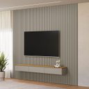 Ver imagem 1 de Painel Ripado Modular 297cm Ozero Mdp/mdf Nicho Arredondado Gris/tauari Fosco G77 - Gran Belo