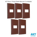 Ver imagem 2 de Kit 5 Placa 4x2 1 Posto Horizontal Marrom Sleek Margirius Cor:marrom