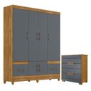 Ver imagem 1 de Guarda Roupa Casal Ms912 e Cômoda Dhara Freijó Cinza – Moval