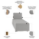 Ver imagem 3 de Sofá Chaise Modular 74cm Sala de Estar Rovier Veludo Cinza Z32 - Mpozenato