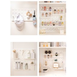 Painel Pegboard Prateleira Quadrado De Parede 6 Pçs - Nude - 5