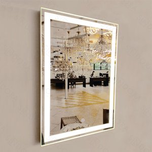 Espelho com Led Dimerizável 46x66cm 32w 4000k Bivolt Ip67 | 3200lm | Estrutura em Metal e Vidro