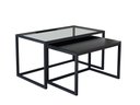 Ver imagem 2 de Conjunto Mesa de Centro Industrial 65cm e 60cm Preto Duo Vidro e Madeira Don Castro Decor Preto