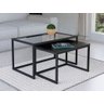 Conjunto Mesa de Centro Industrial 65cm e 60cm Preto Duo Vidro e Madeira Don Castro Decor Preto - 1