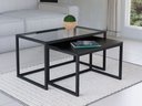 Ver imagem 1 de Conjunto Mesa de Centro Industrial 65cm e 60cm Preto Duo Vidro e Madeira Don Castro Decor Preto