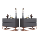 Ver imagem 1 de Conjunto 2 Mesas de Apoio de Cabeceira Eros 60cm Base Metálica Cobre para Quarto Moderno:cinza