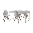 Ver imagem 6 de Mesa Jantar Industrial Retangular Branca 137X90Cm Base Ferro Branco C/4 Cadeiras Branca Cor: Branco