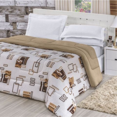 Edredom Quality King Malha 100% Algodão Dupla Face - Avelã