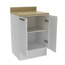 Ver imagem 4 de Balcão com Tampo e Rodapé para Cozinha 2 Portas e 1 Prateleira 60cm TM4314 MDF Grazi Branco/Carvalho Tropical