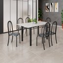 Ver imagem 1 de Conjunto de Mesa Tubular 140cm x 75cm Tampo em Vidro com 6 Cadeiras Iris B Preto