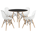 Ver imagem 1 de Mesa Eames Preta 90cm com 4 Cadeiras Polipropileno Kaila Brancas para Cozinha