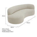 Ver mais imagens de Recamier Orgânico Curvo Sala 2 Lugares Lado Esquerdo Tokyo 140cm Linho Bege - Incasa Decor