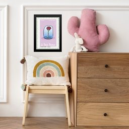 Quadro Infantil Pequeno Príncipe Rosa - Selo 33x24cm - com Vidro:moldura Preta - 1