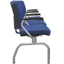 Ver imagem 3 de Cadeira Longarina 3 Lugares Aeroporto Recepção Cromado Baixa Flexi P03 Vinil azul - lyam Lyam Decor